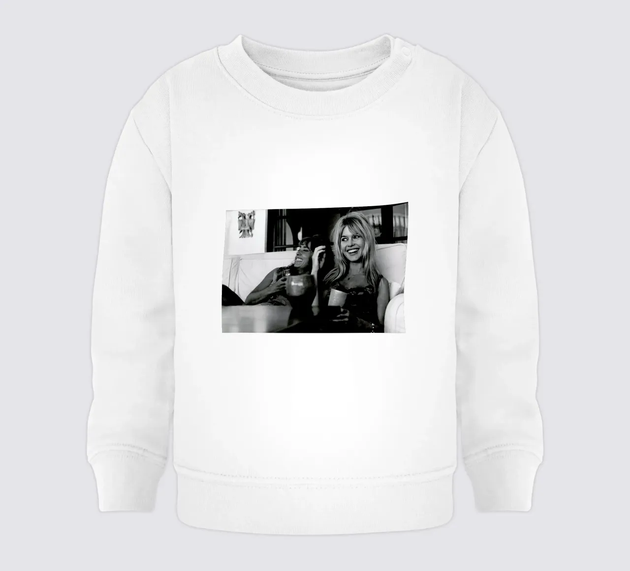 Brigitte Bardot Smiling baby sweatshirt by Gallery Print and Art Limited