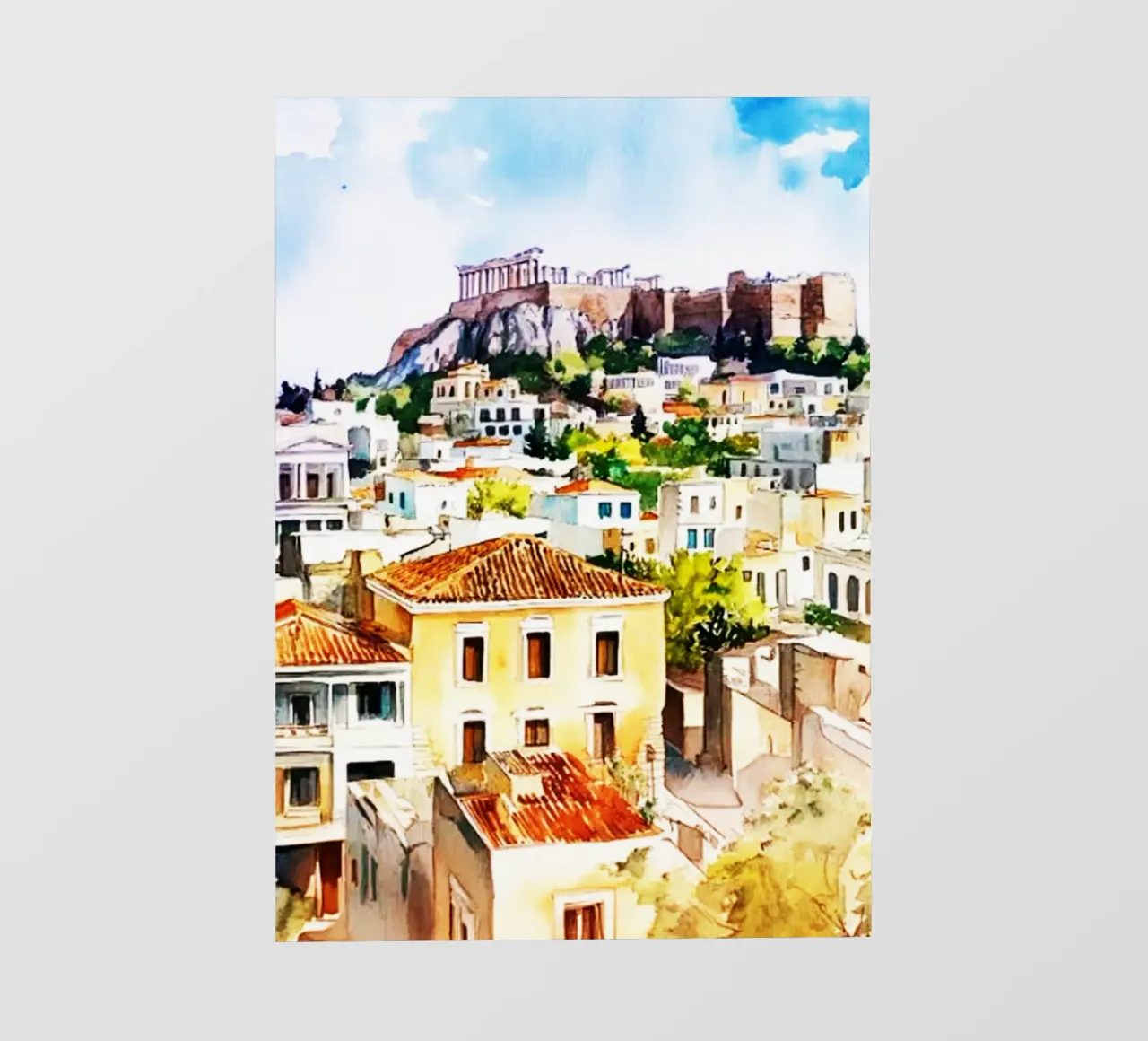 Atene Grecia Acquerello telo in pvc da kaiyaraiya