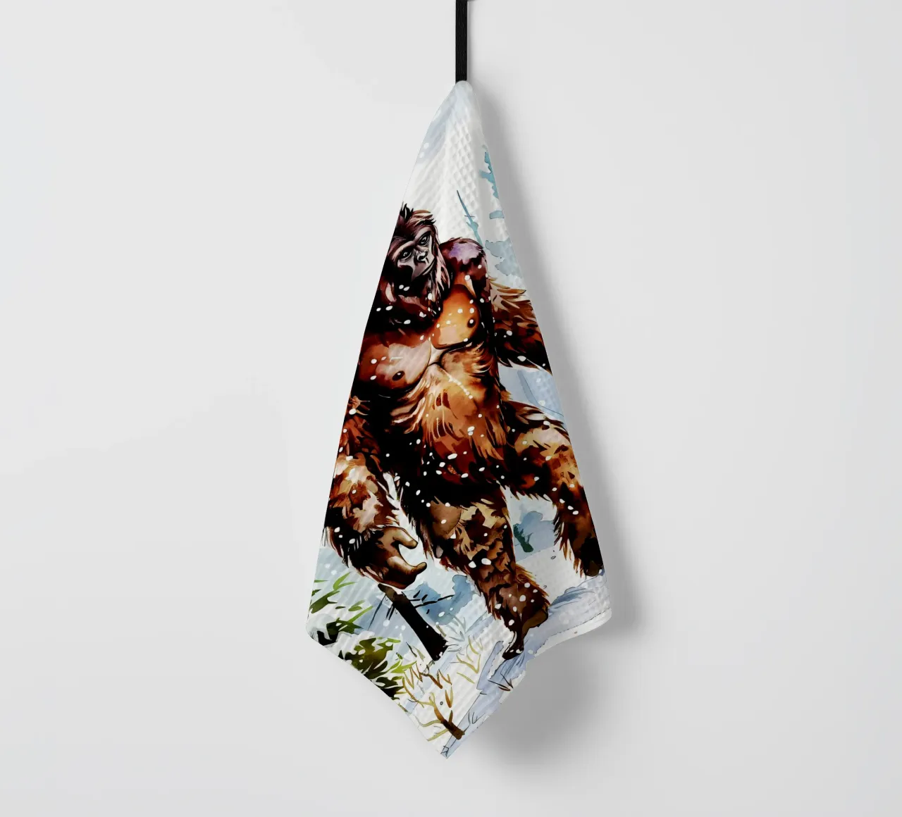 Acquerello sul Bigfoot canovaccio da cucina da kaiyaraiya