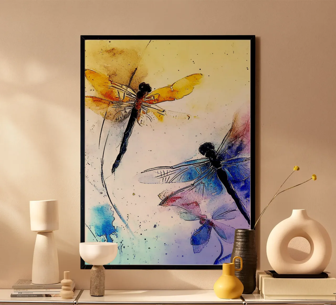Libellula acquerellata poster da kaiyaraiya