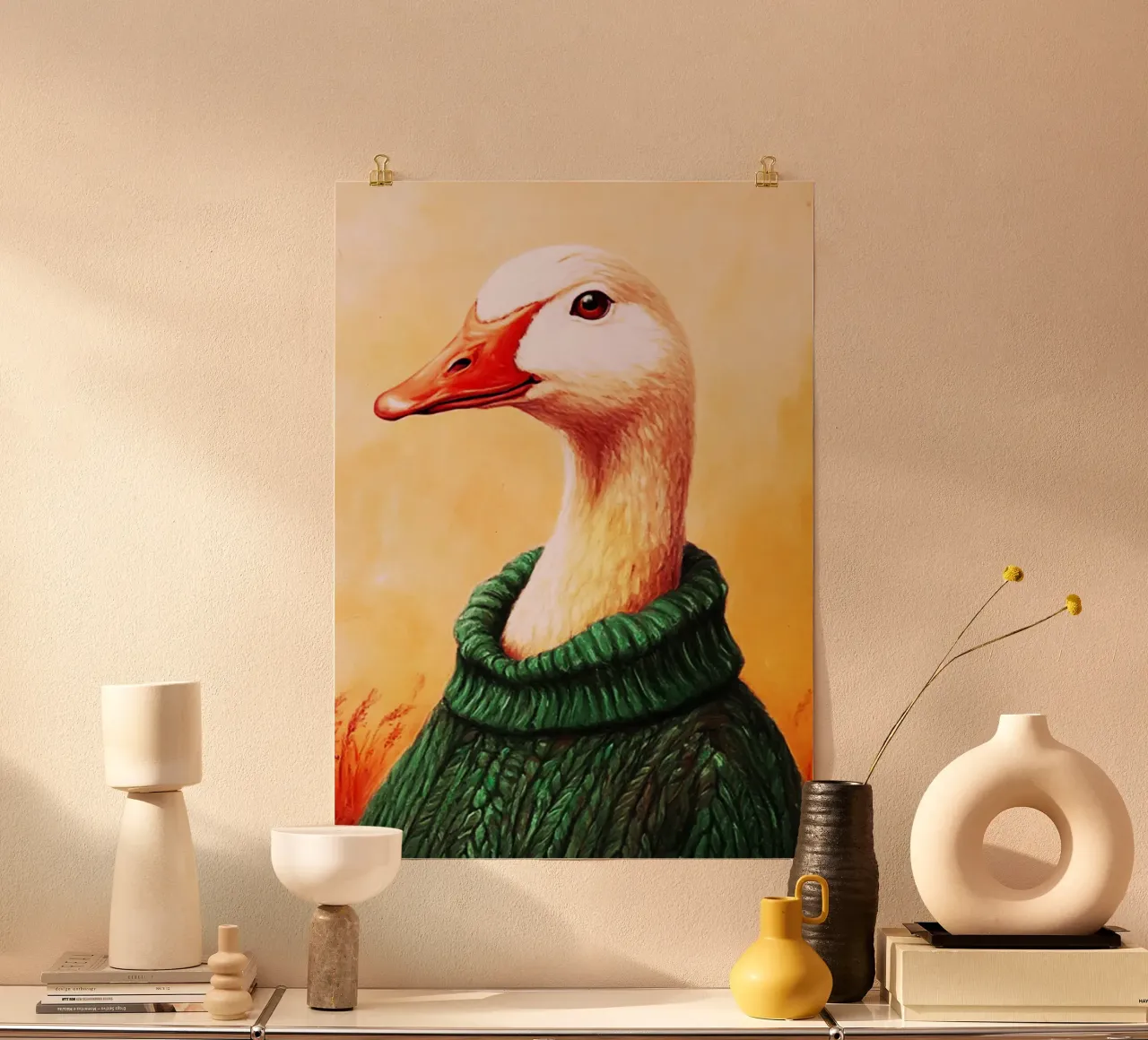 Oca acquerellata poster con telaio in legno da kaiyaraiya