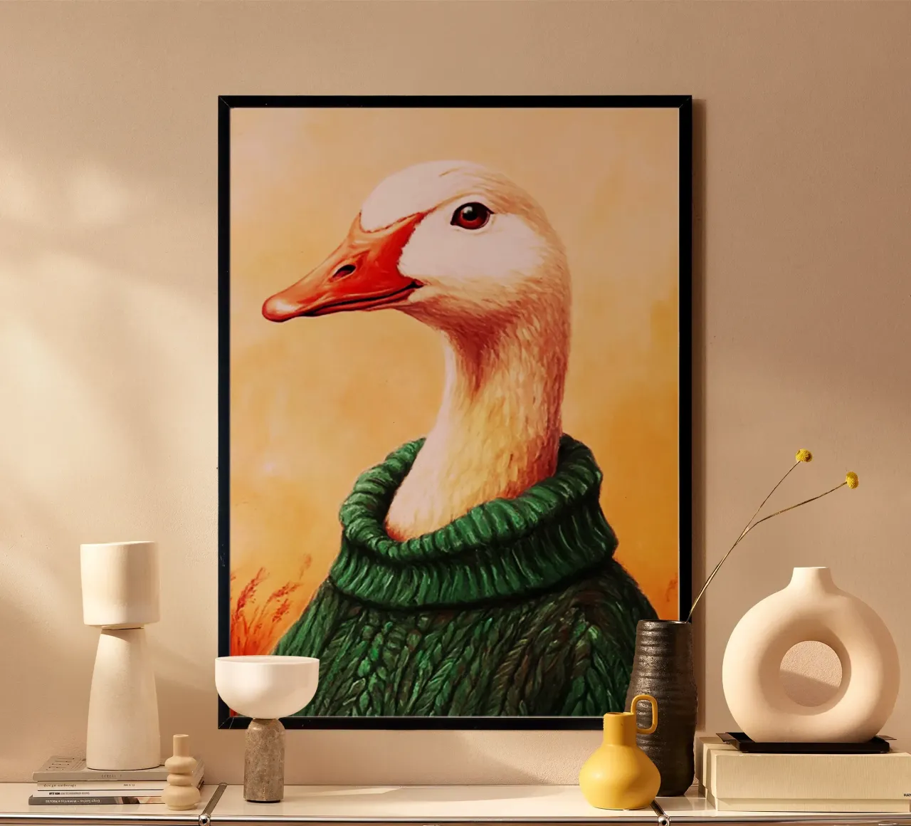 Oca acquerellata poster con telaio in legno da kaiyaraiya