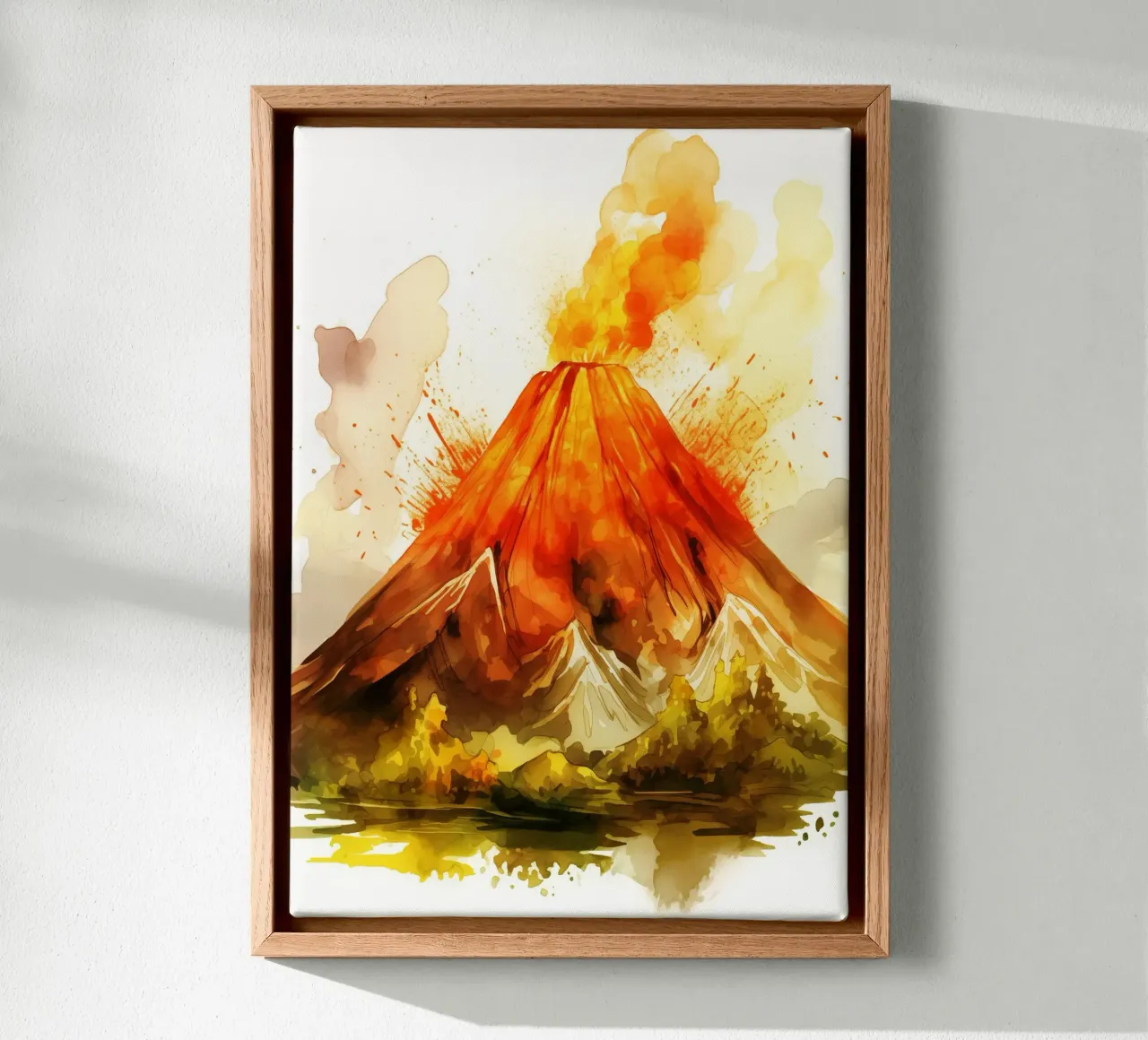 Mountain Volcano Watercolor Art canvas by kaiyaraiya