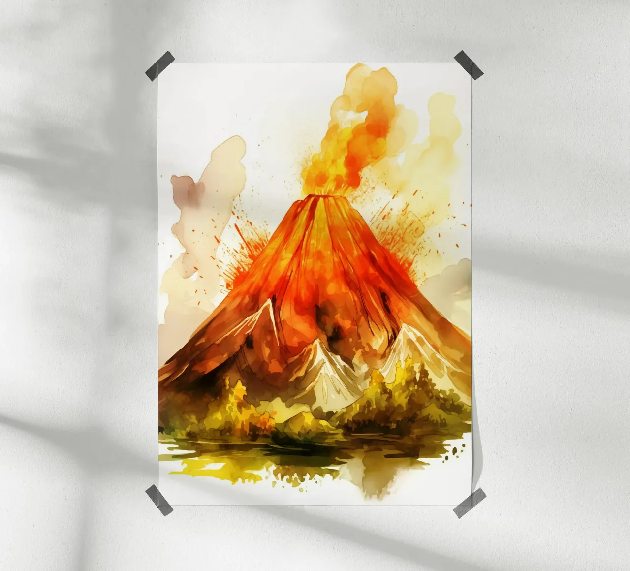 Acquerello sul vulcano di montagna carta hahnemühle da kaiyaraiya
