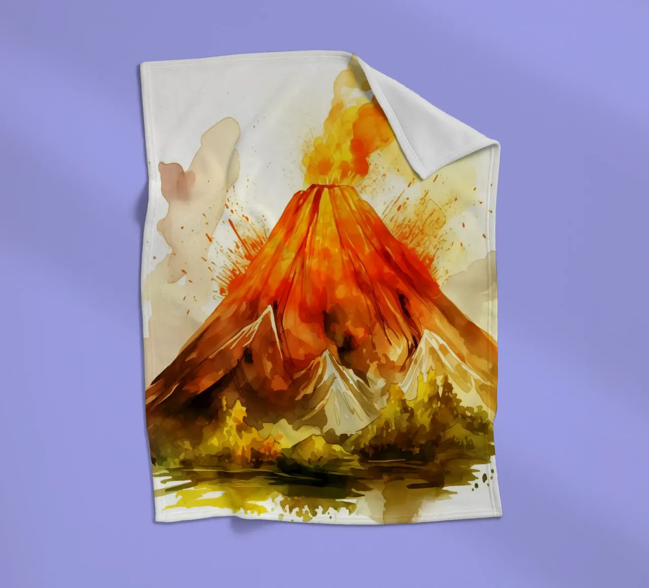 Acquerello sul vulcano di montagna coperta in pile da kaiyaraiya