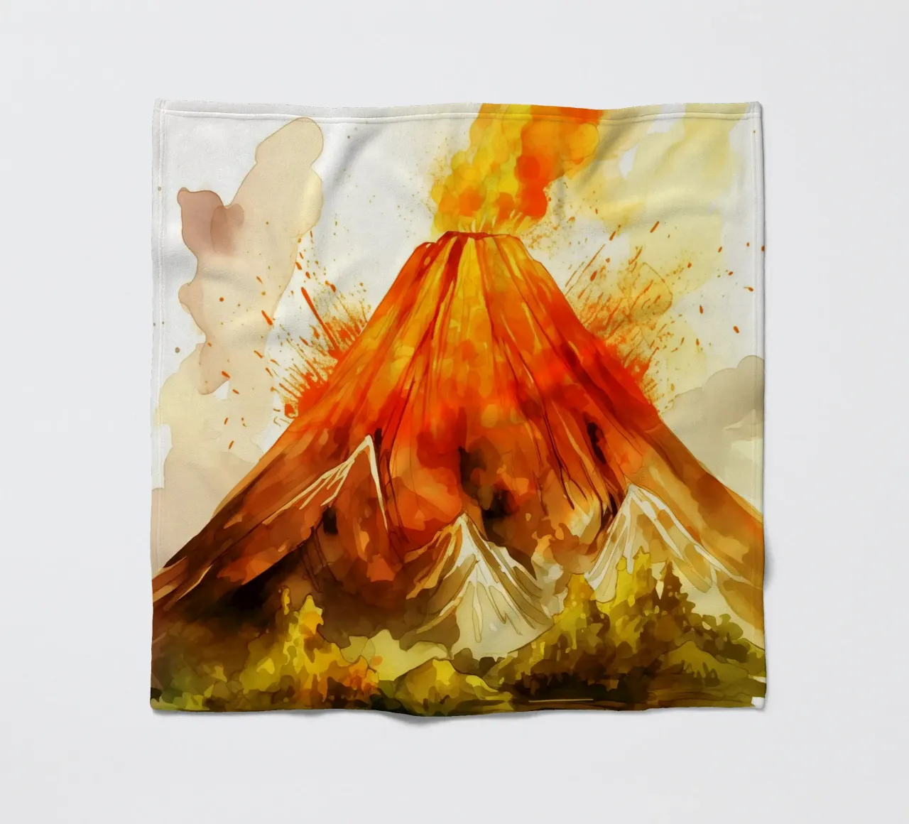 Acquerello sul vulcano di montagna coperta in pile da kaiyaraiya