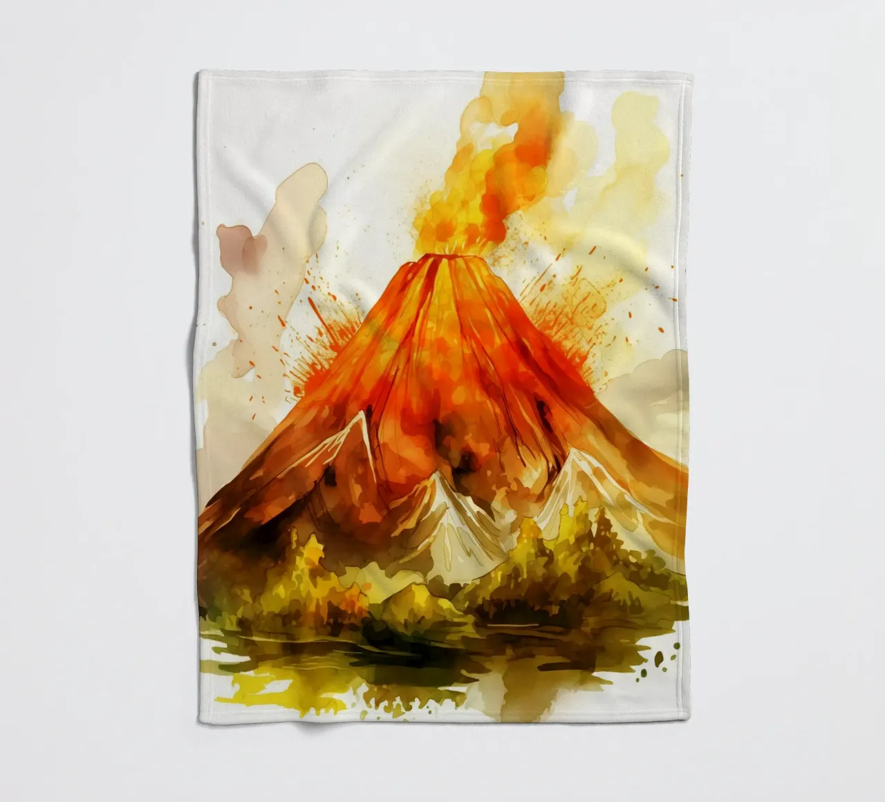 Acquerello sul vulcano di montagna coperta in pile da kaiyaraiya
