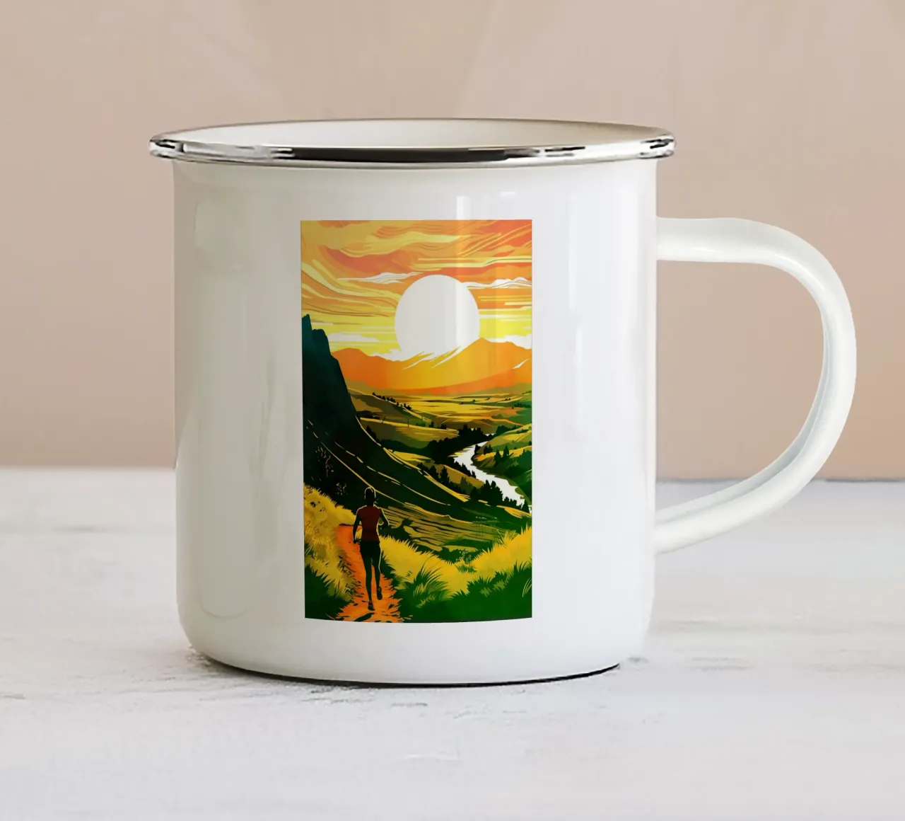 Eseguire l'acquerello all'aperto tazza in smalto da kaiyaraiya