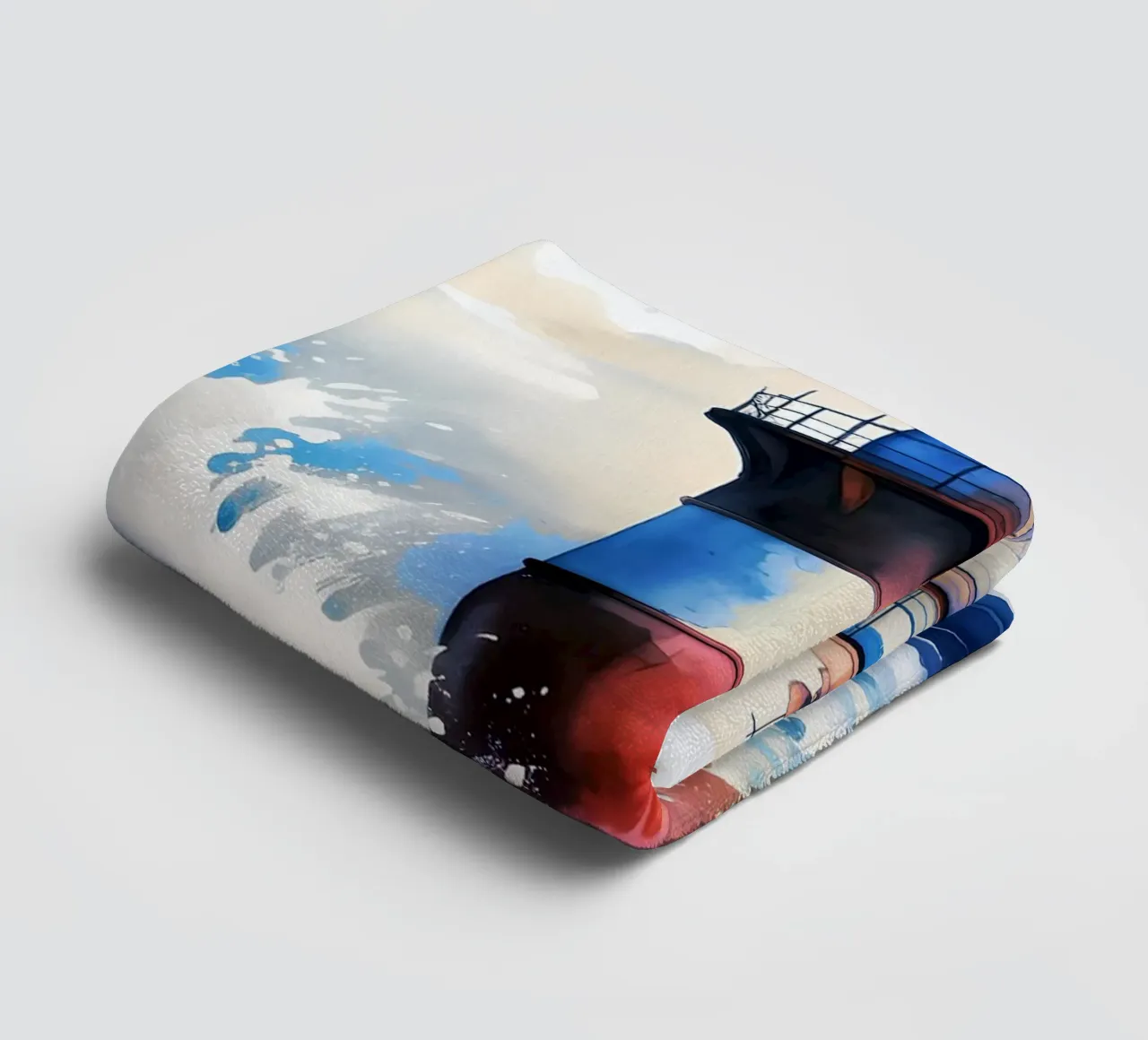 Sea Lighthouse Watercolor Design towel by kaiyaraiya