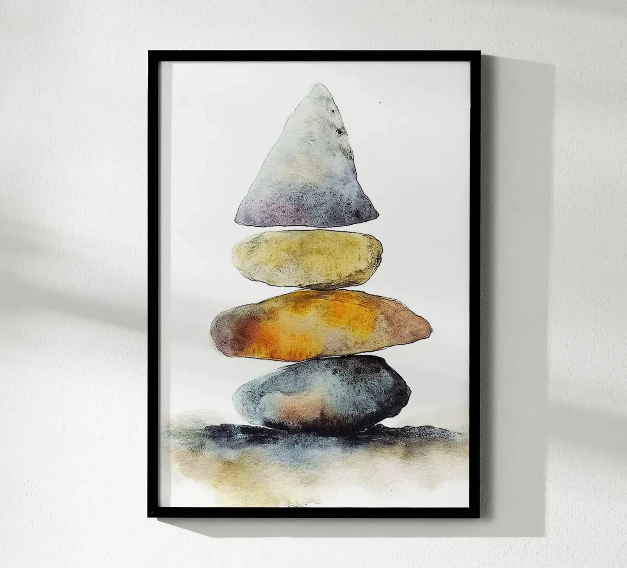 corallo impilato Arte acquerello poster con telaio in legno da kaiyaraiya