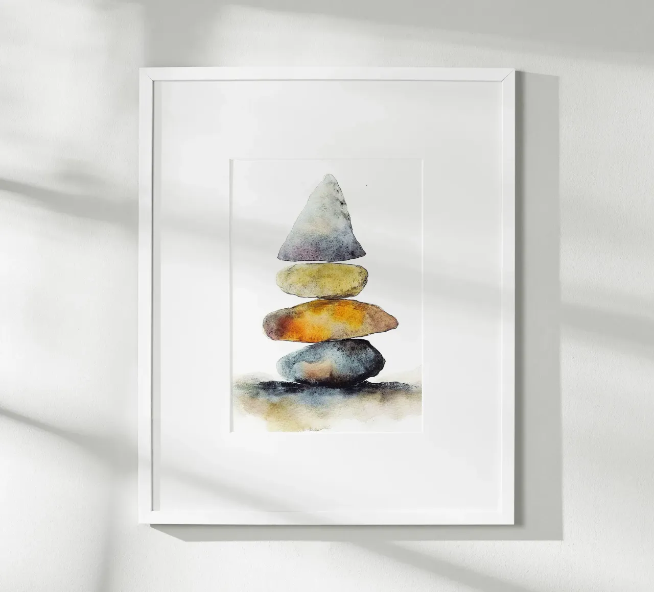 corallo impilato Arte acquerello poster con telaio in legno da kaiyaraiya