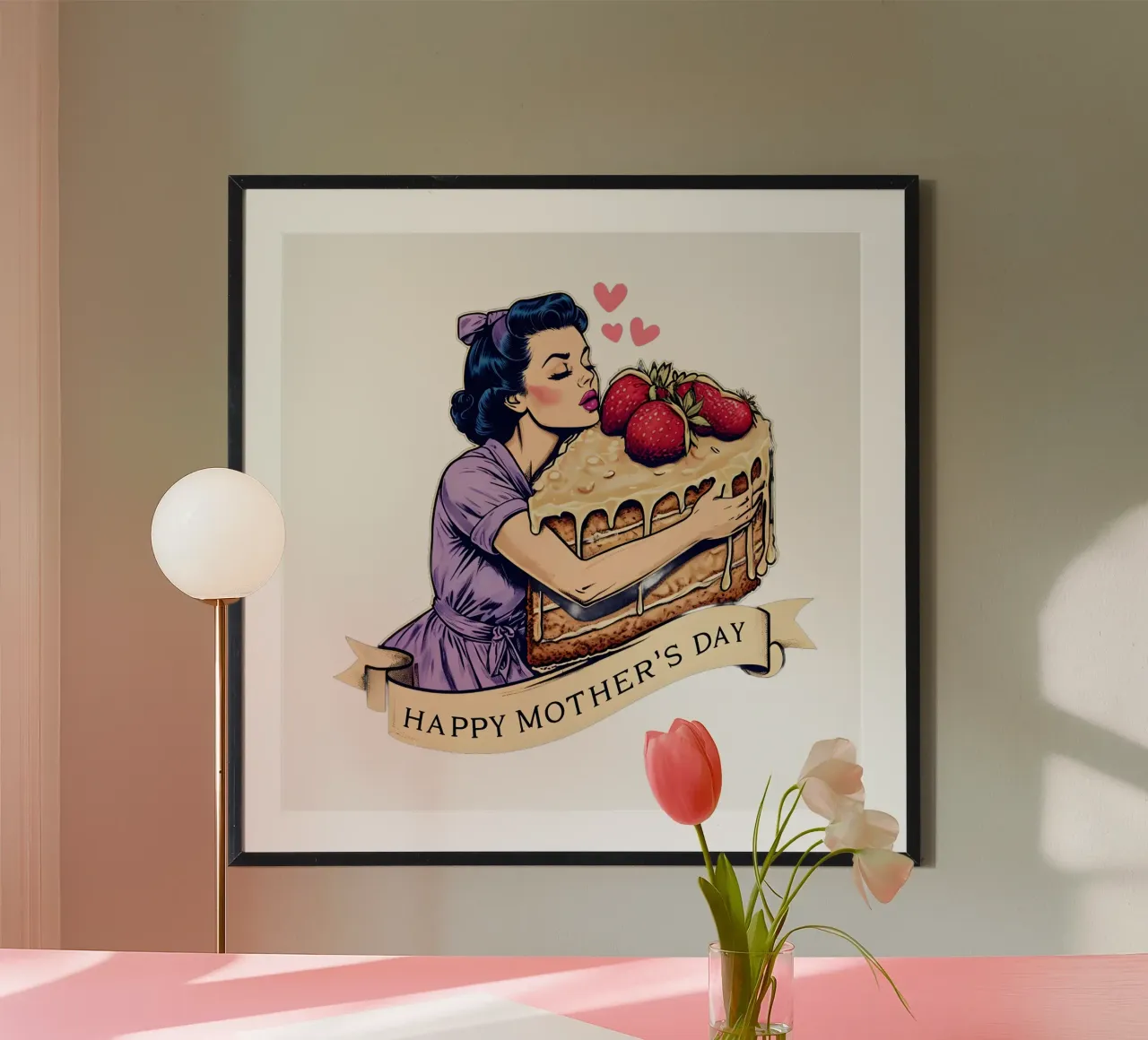 Buona festa della mamma poster con telaio in plastica da RETRO VINTAGE EDITION