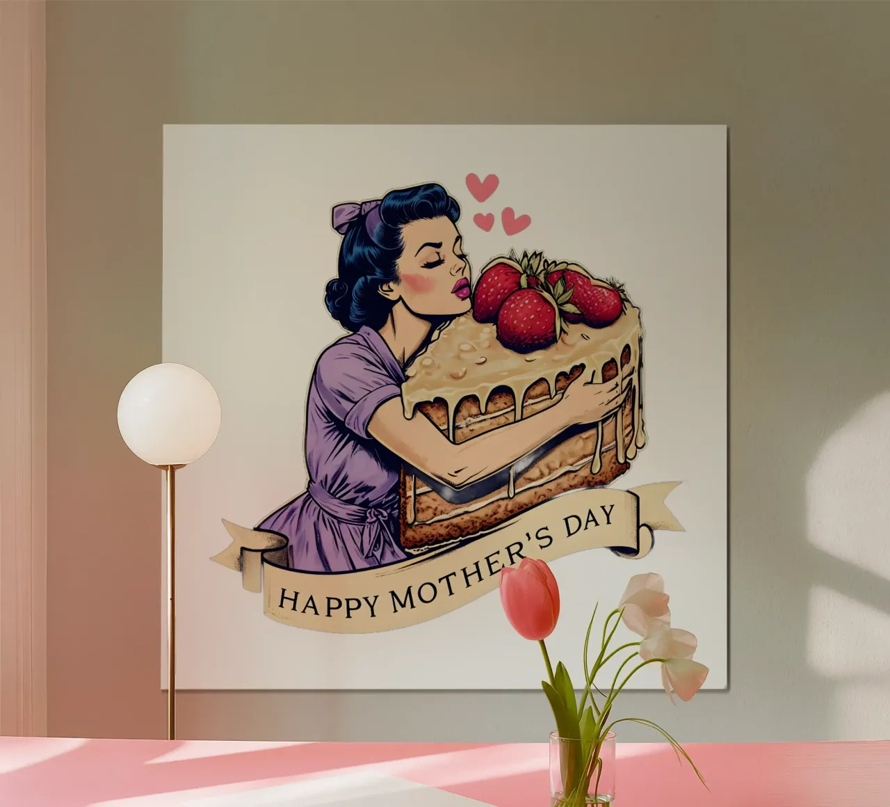 Buona festa della mamma poster con telaio in plastica da RETRO VINTAGE EDITION