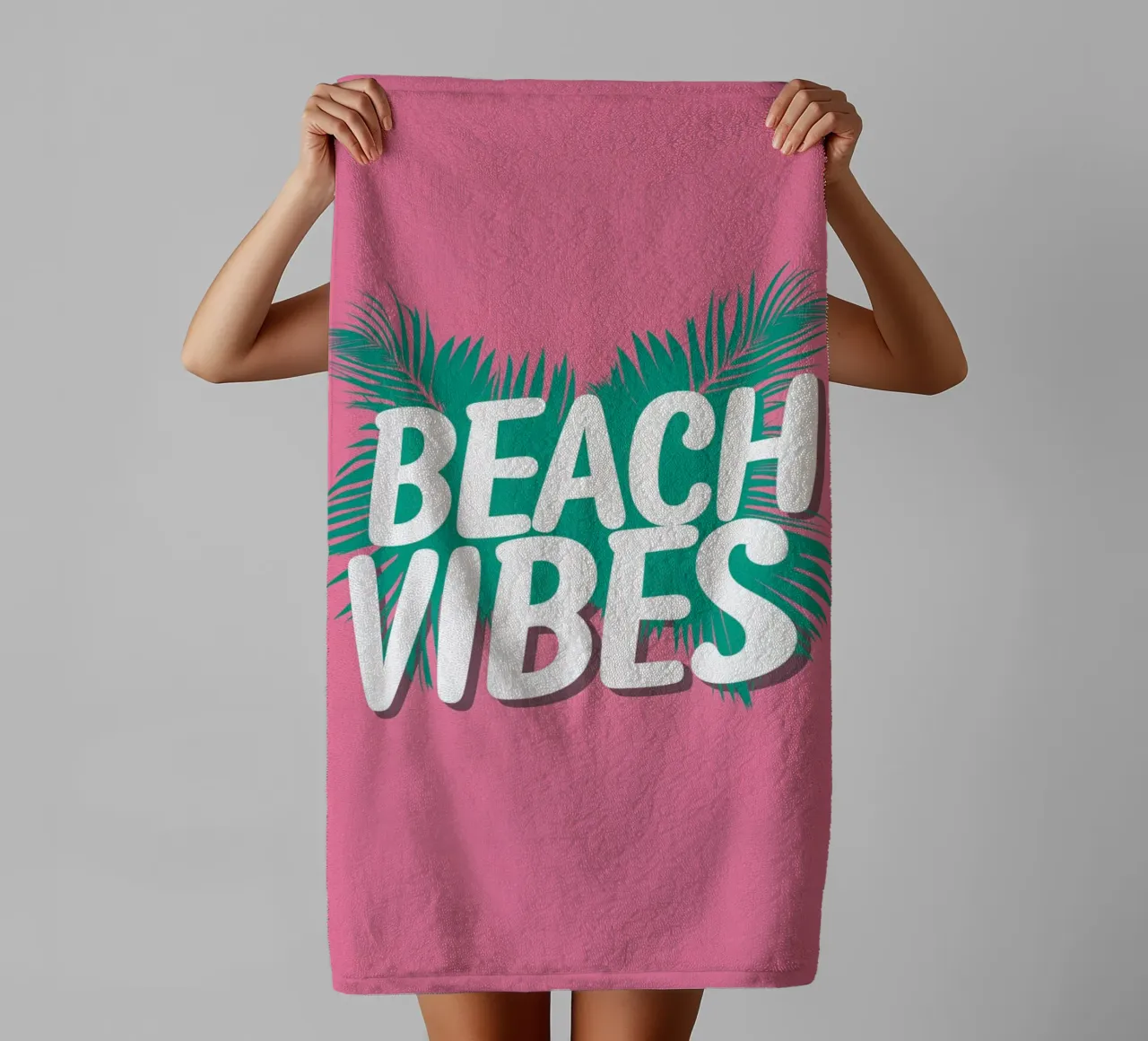 Beach Vibes lieben rosa Handtuch von Carinaprint