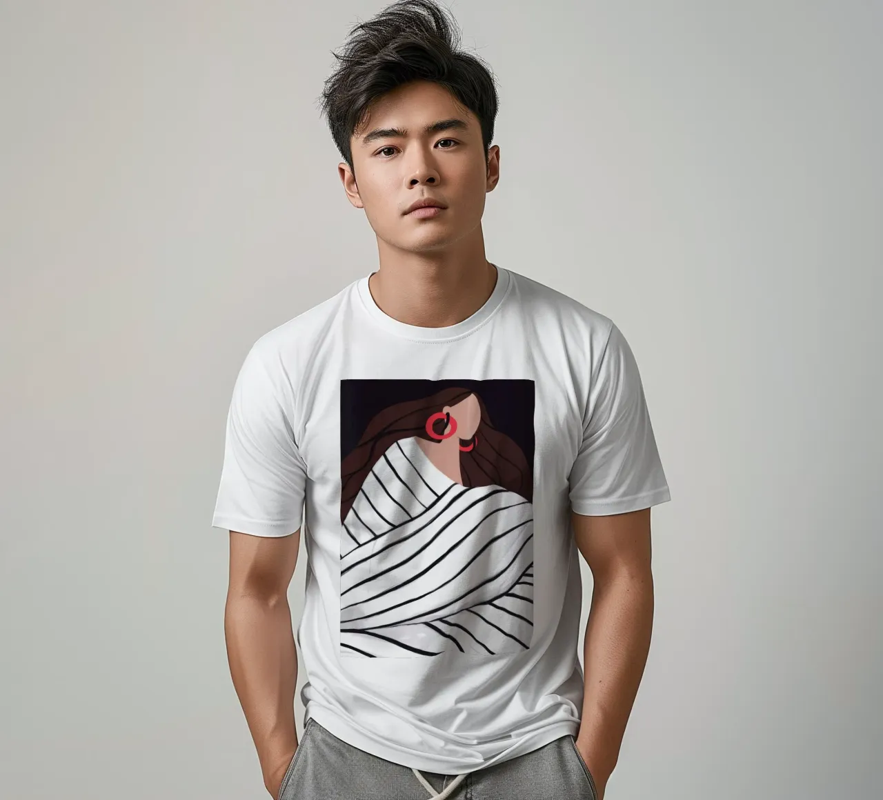 Striped Embrace Warmth t-shirt by Emery Kate