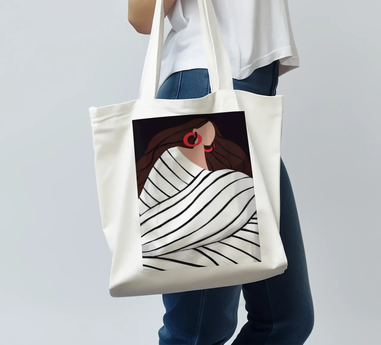 Striped Embrace Warmth tote bag by Emery Kate