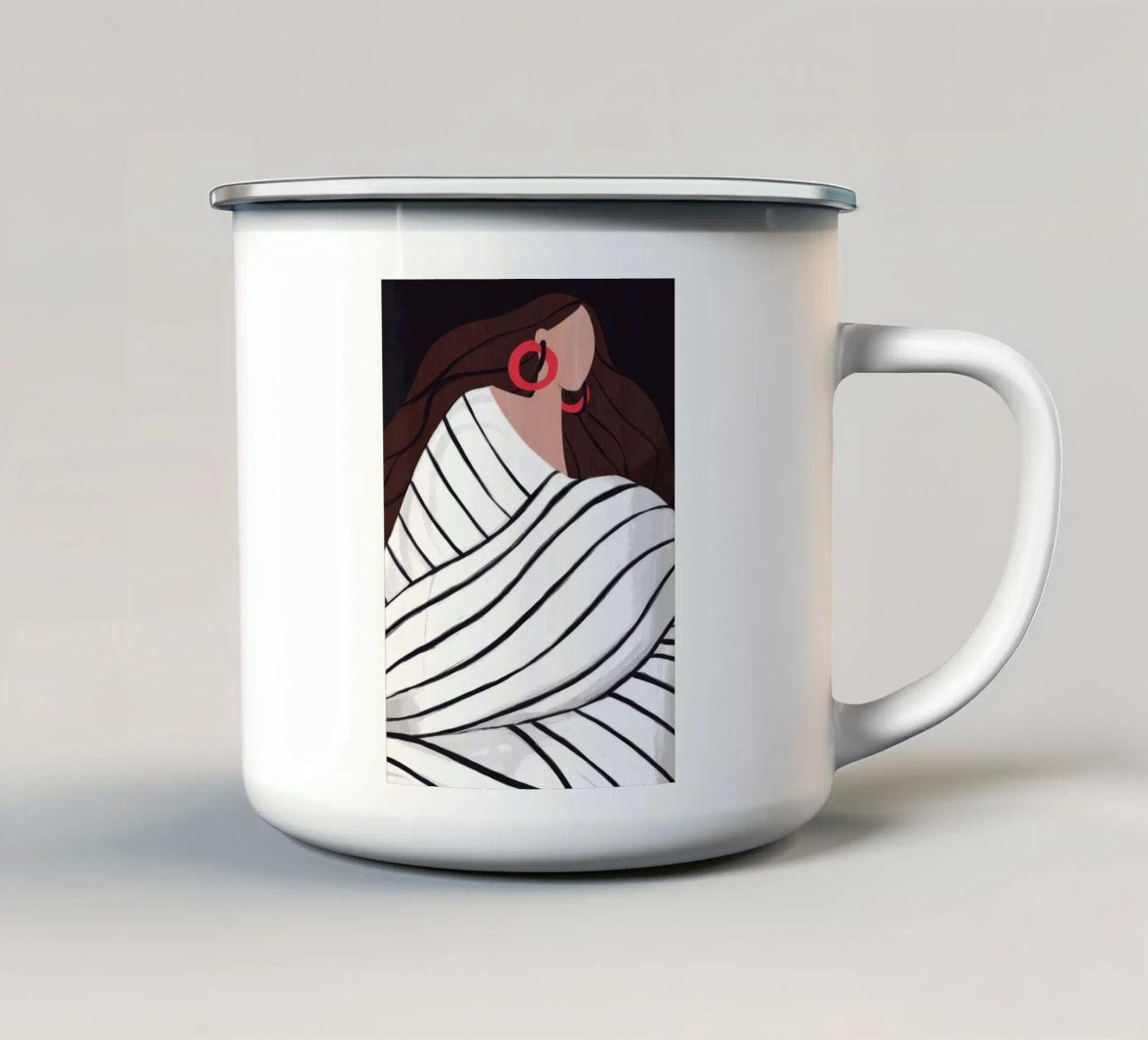 Le strisce abbracciano il calore tazza in smalto da Emery Kate