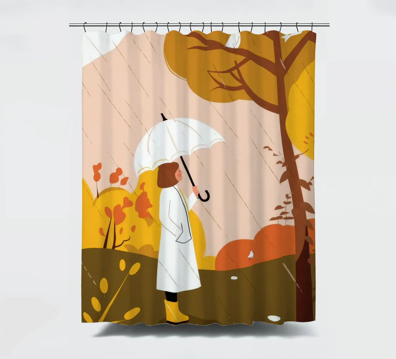 Autumn Rain Walk shower curtain by Emery Kate