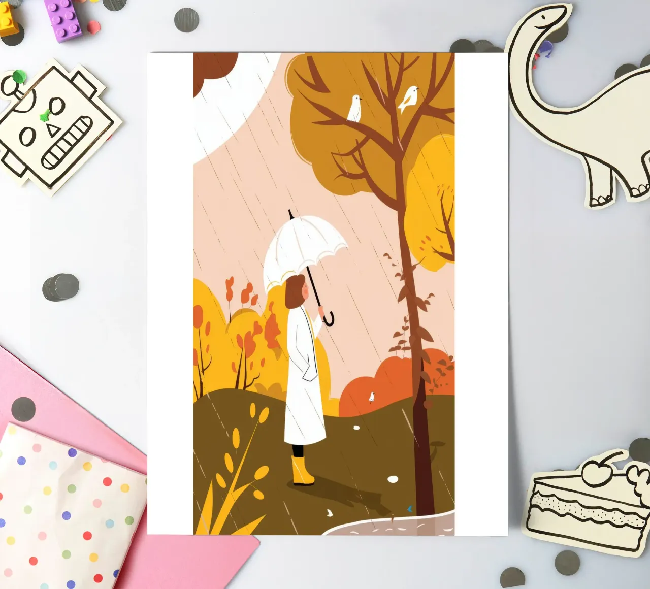 Autumn Rain Walk sticker sheet by Emery Kate