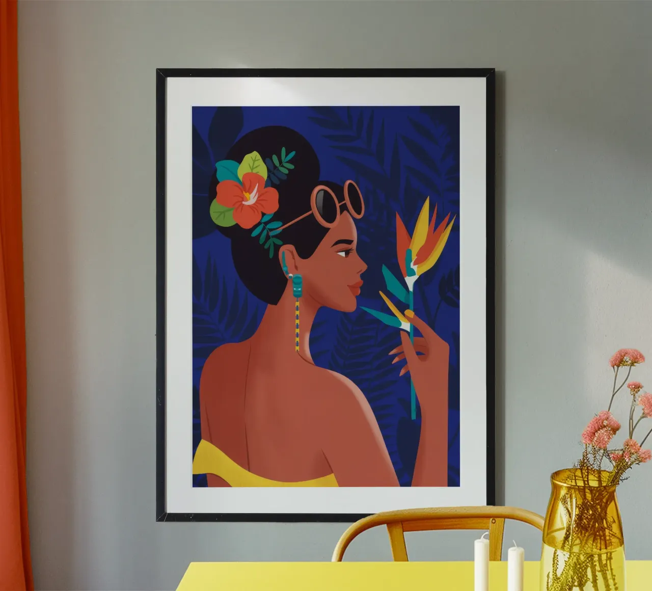 Bellezza dei fiori tropicali poster con telaio in plastica da Emery Kate