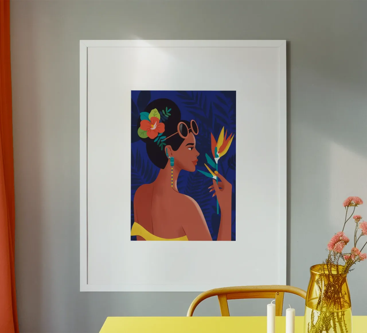 Bellezza dei fiori tropicali poster con telaio in plastica da Emery Kate