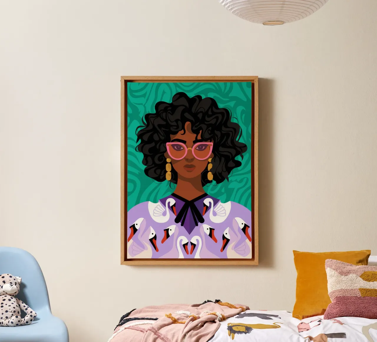 Stijl krullend haar canvas met Baklijst van Emery Kate