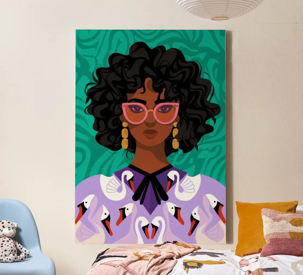 Stijl krullend haar canvas met Baklijst van Emery Kate