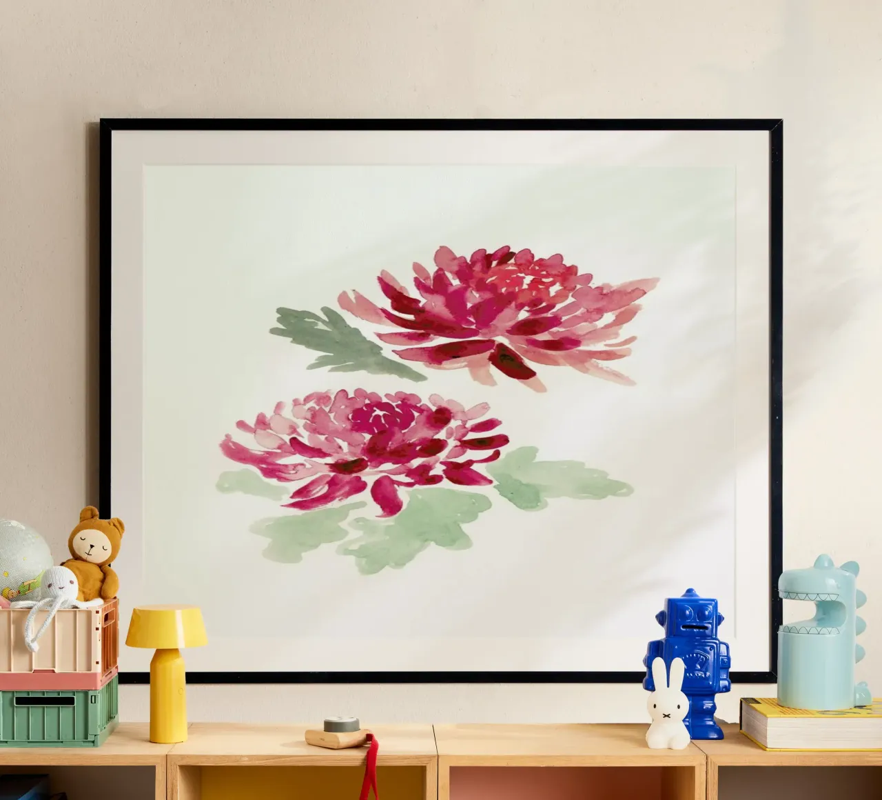 Chrysanthemum poster con telaio in legno da Farina Kuklinski
