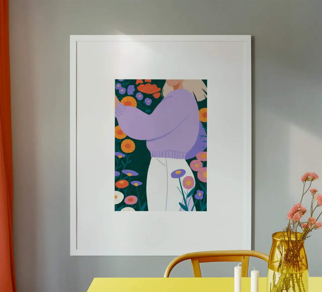 Serenità floreale poster con telaio in legno da Emery Kate