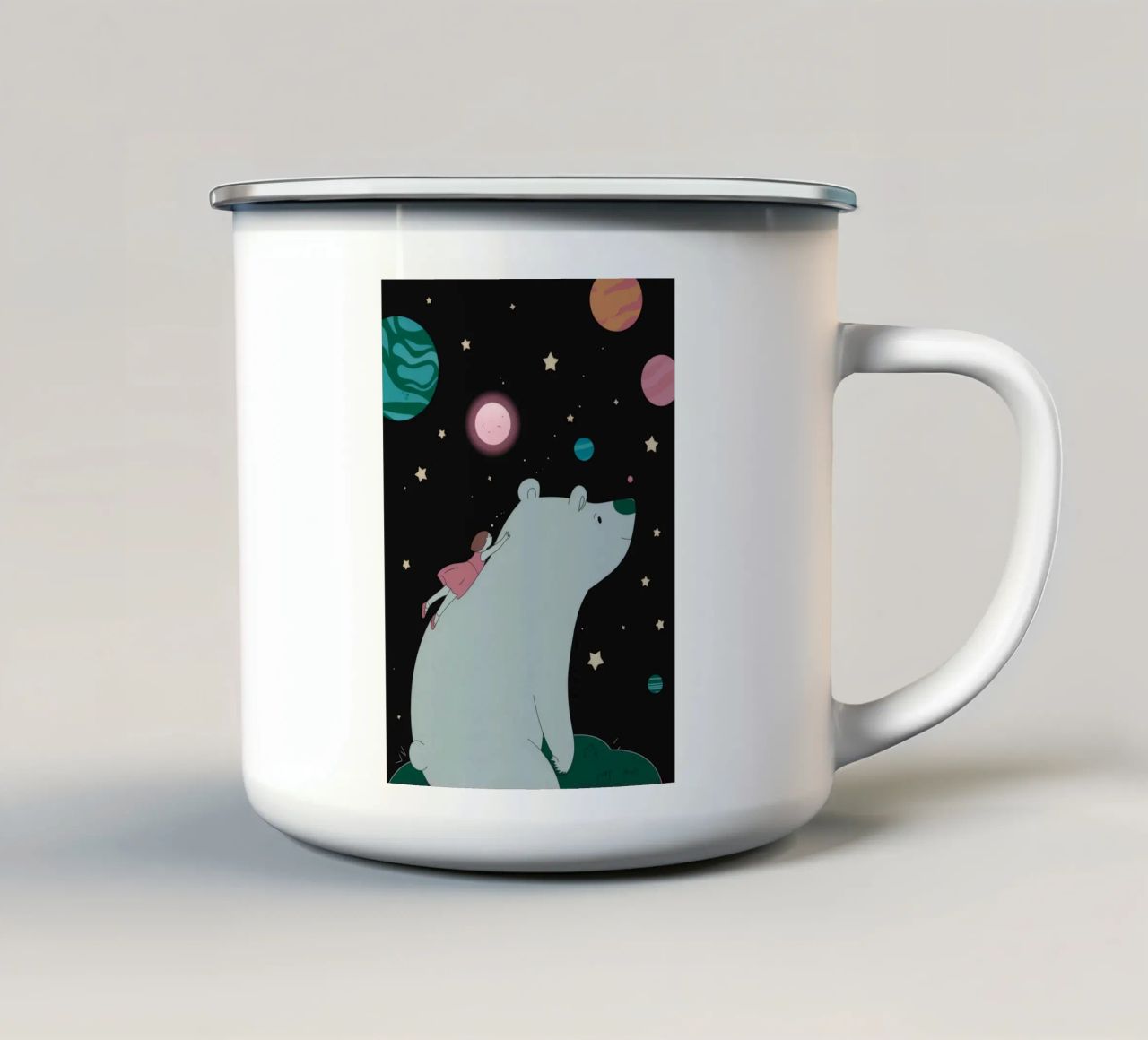 Viaggio dell'orso cosmico tazza in smalto da Emery Kate
