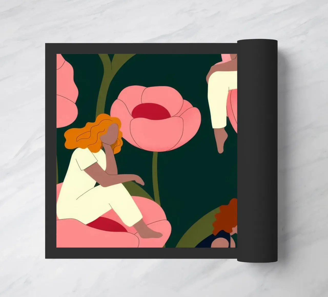 Mohngarten-Szene Fußmatte von Emery Kate