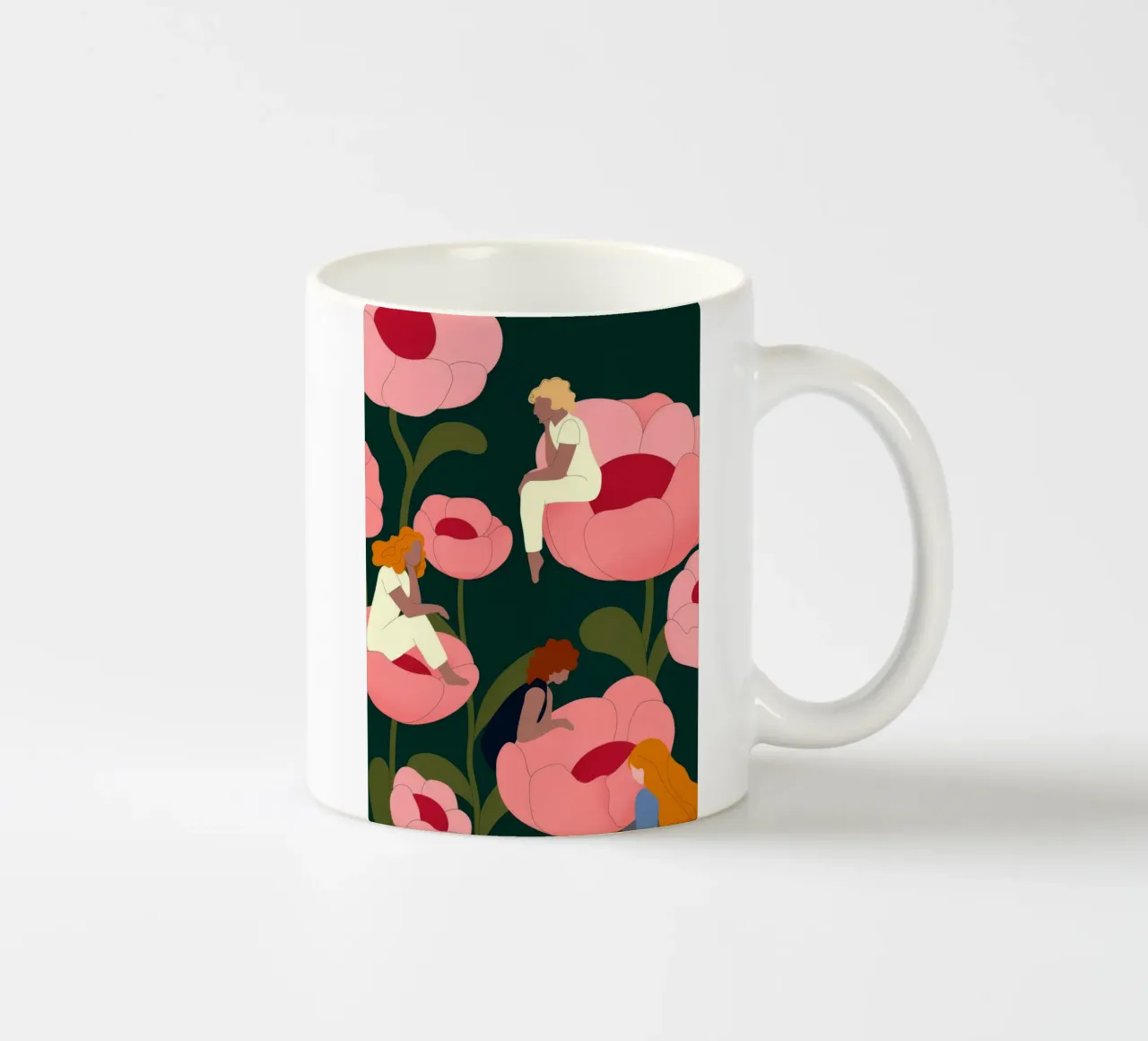 Scena di giardino con papaveri tazza in ceramica da Emery Kate