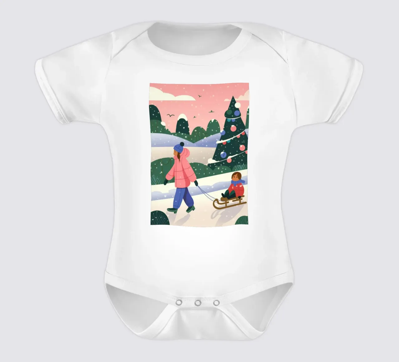 Winter Fun Day short-sleeve baby romper by Emery Kate