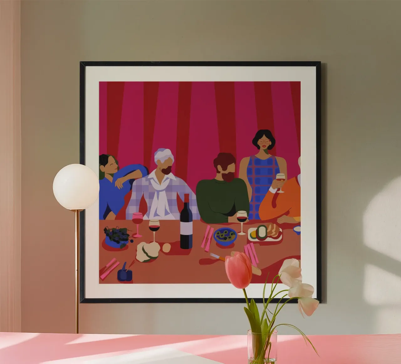 Riunione di festa poster con telaio in legno da Emery Kate