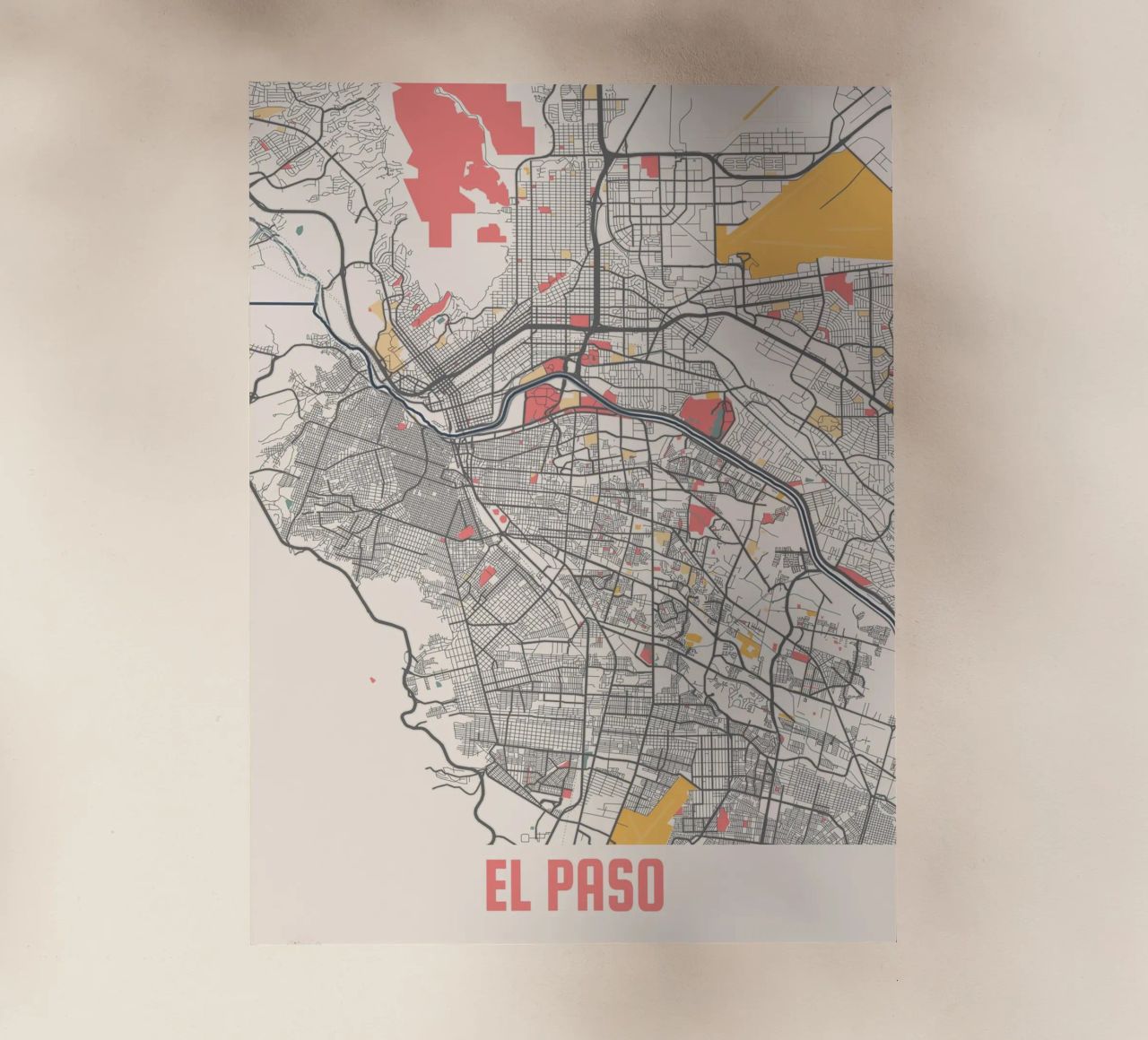 EL PASO Map Print lámina retroiluminada de Travelstudio