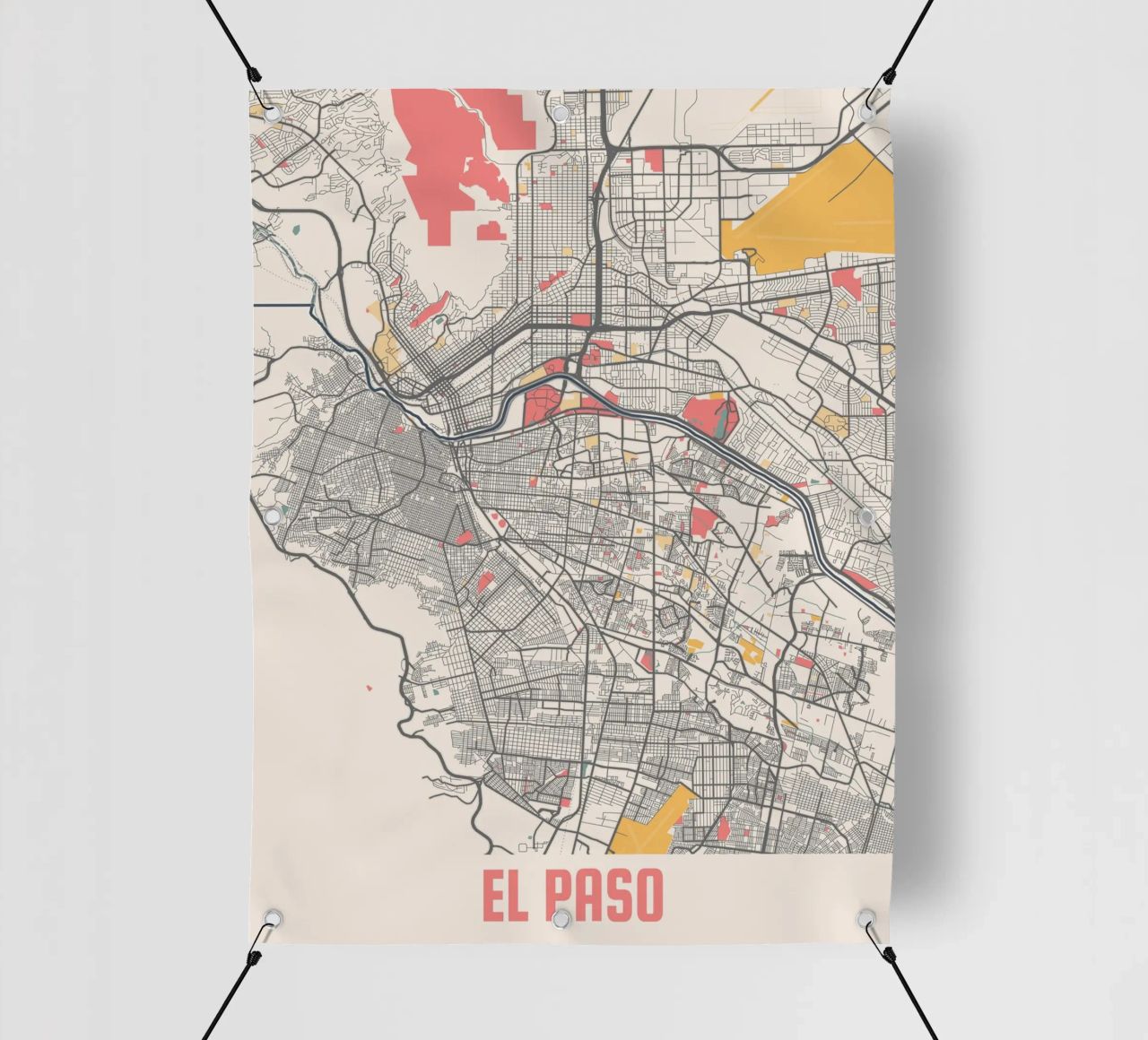 EL PASO Map Print telo in pvc da Travelstudio