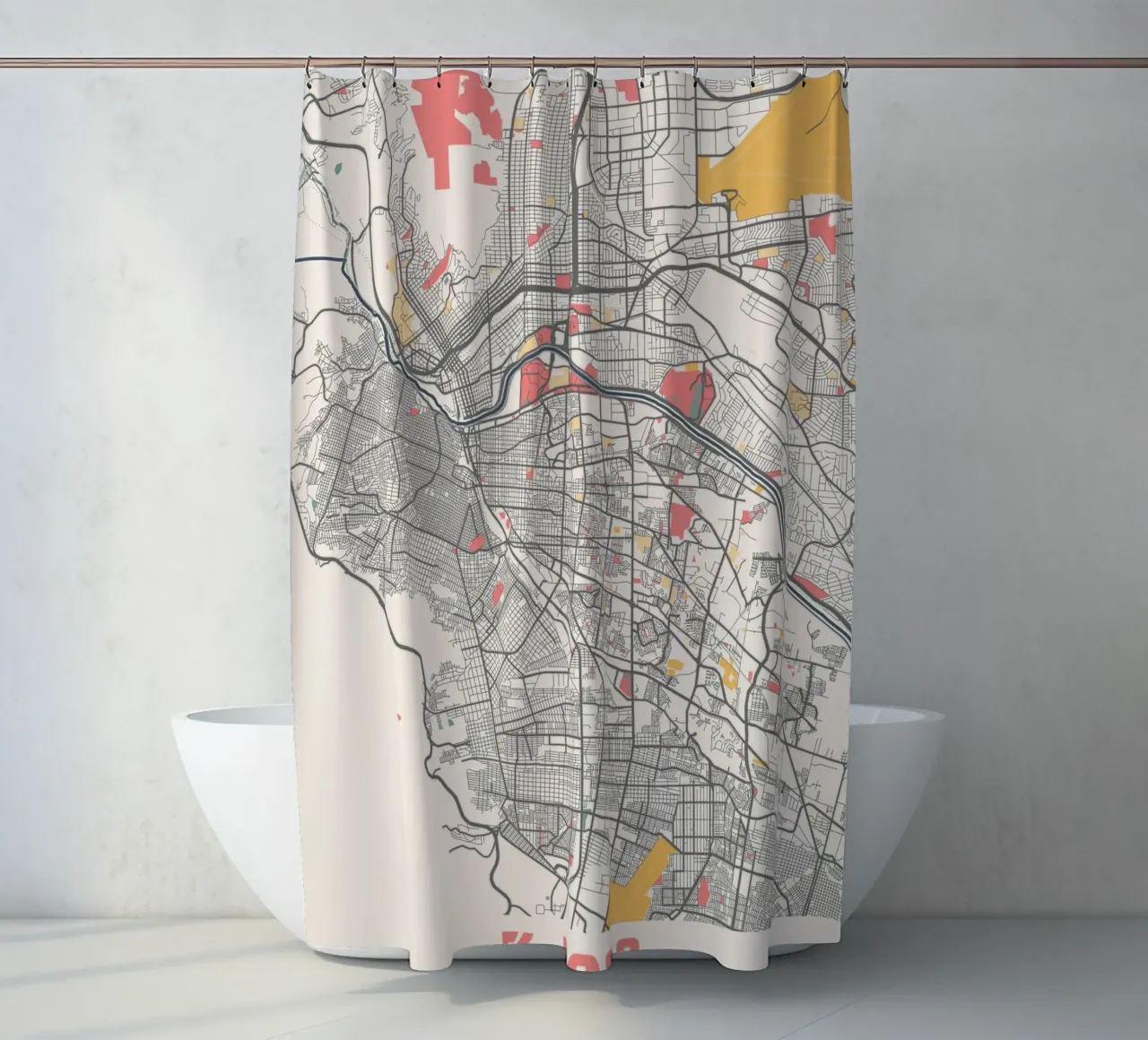 EL PASO Map Print tenda da doccia da Travelstudio
