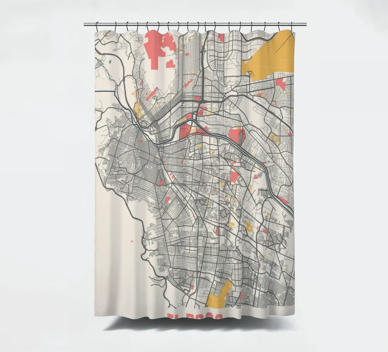 EL PASO Map Print tenda da doccia da Travelstudio