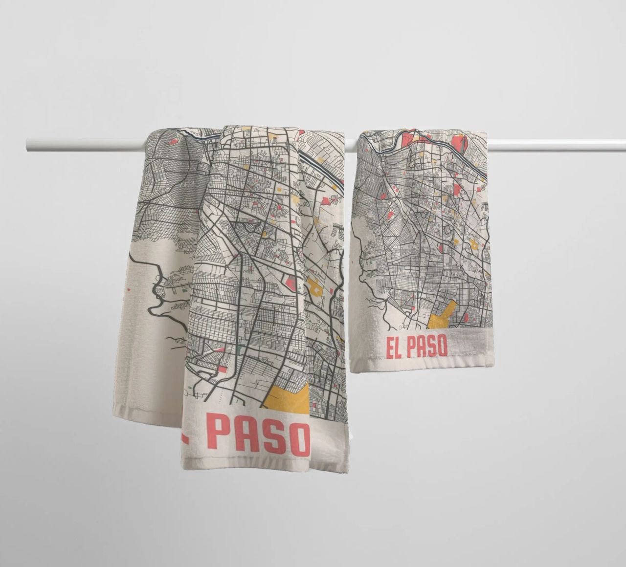 EL PASO Map Print toalla de baño de Travelstudio