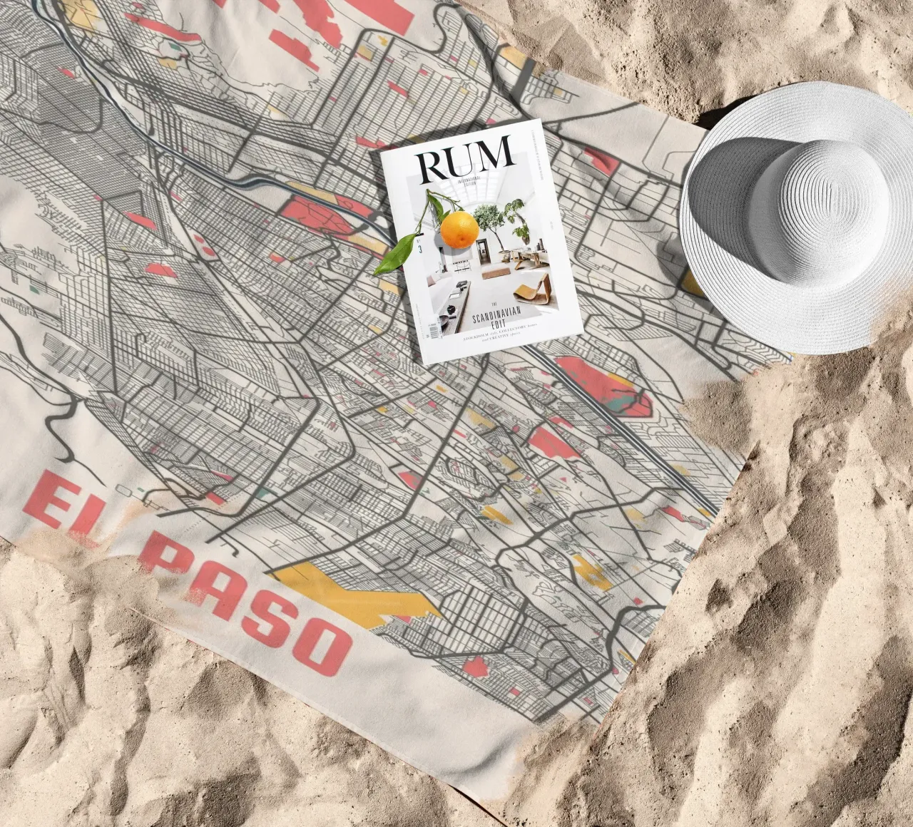 EL PASO Map Print toalla de playa de Travelstudio
