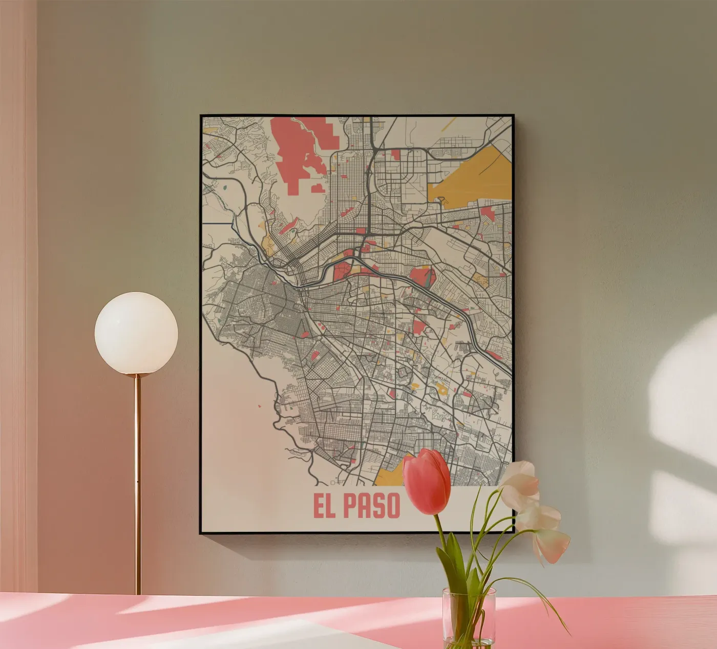 EL PASO Map Print acrylic glass by Travelstudio