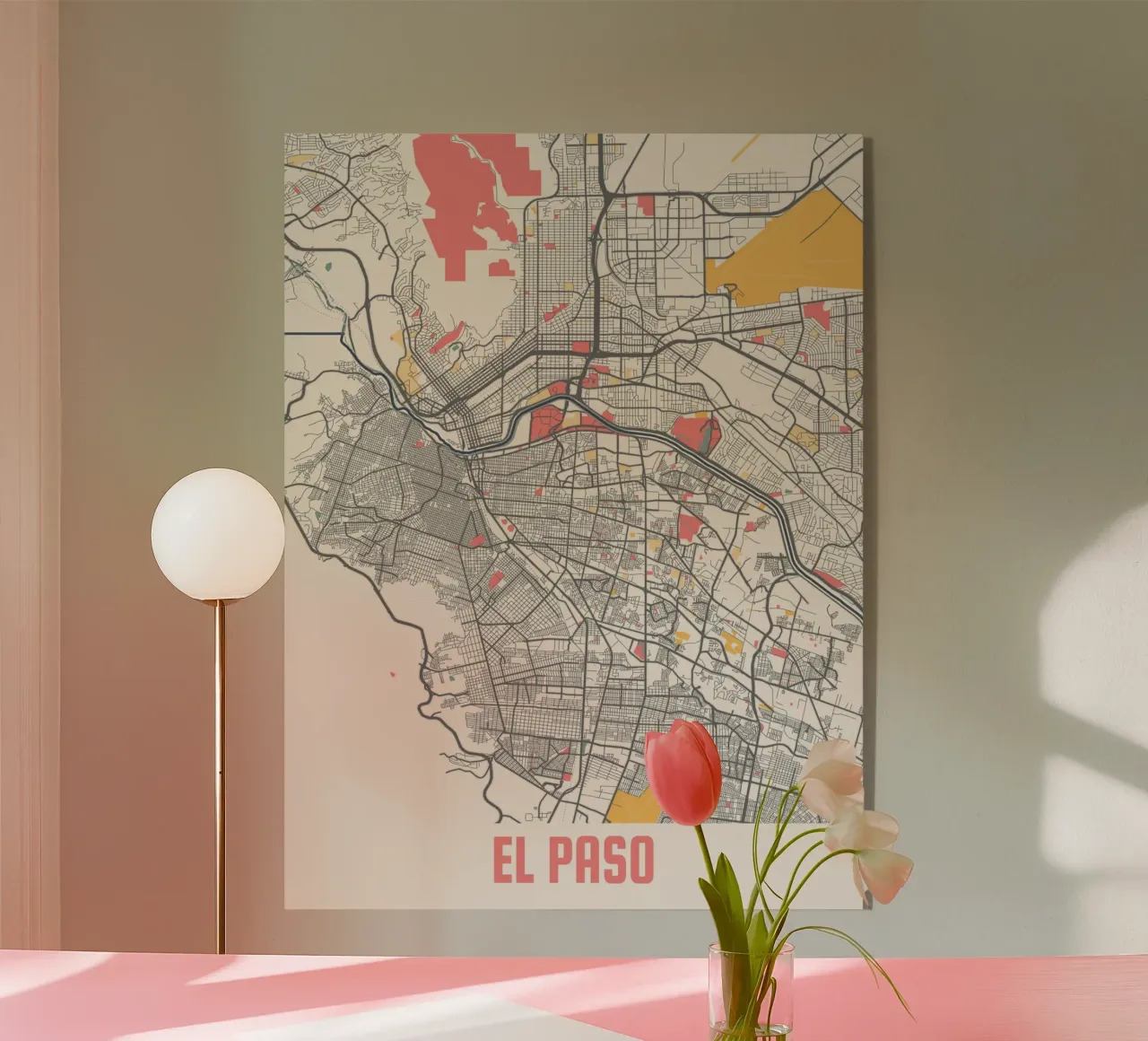 EL PASO Map Print plexiglass da Travelstudio