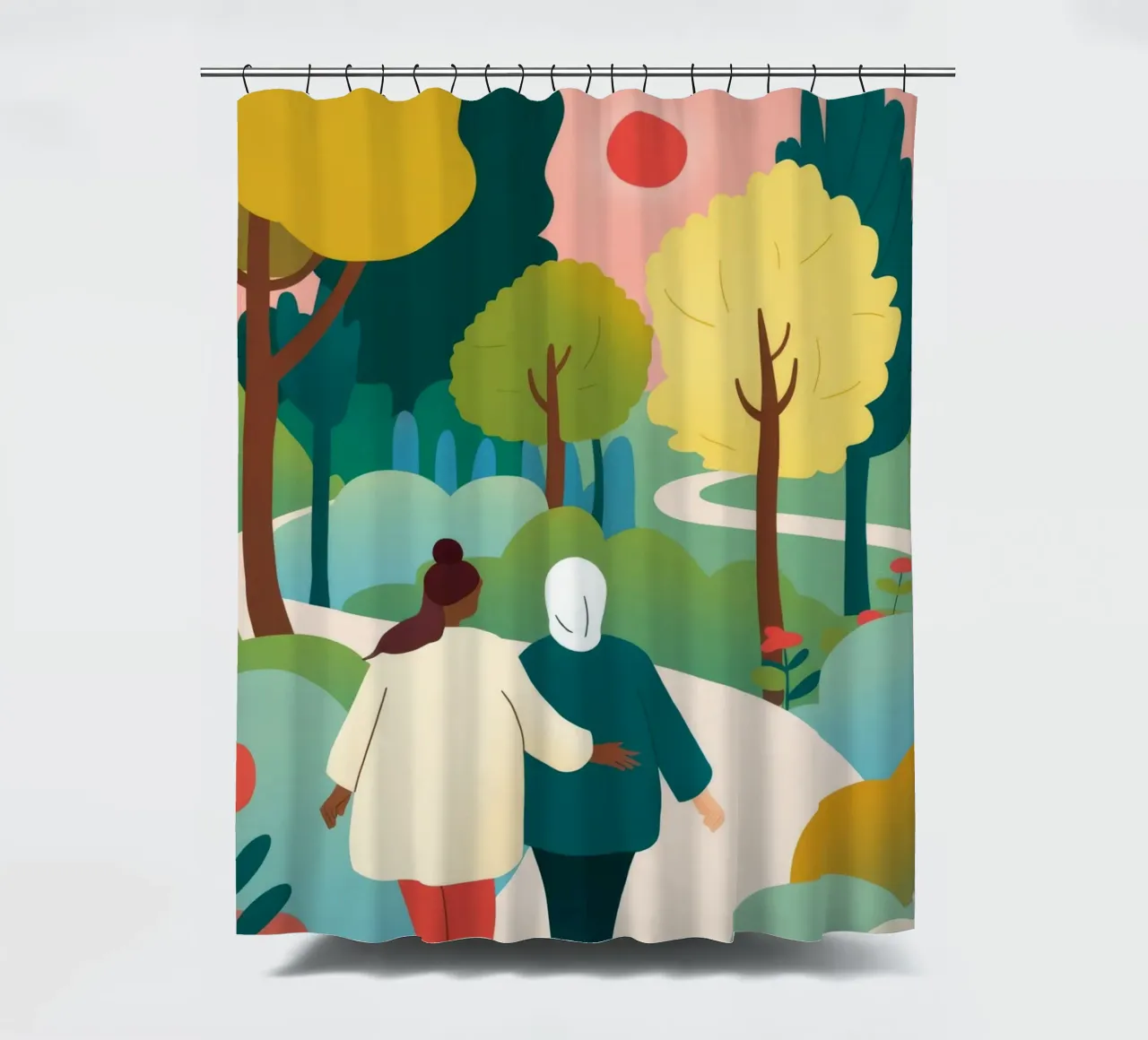 Samen herfstwandelen douchegordijn van Emery Kate