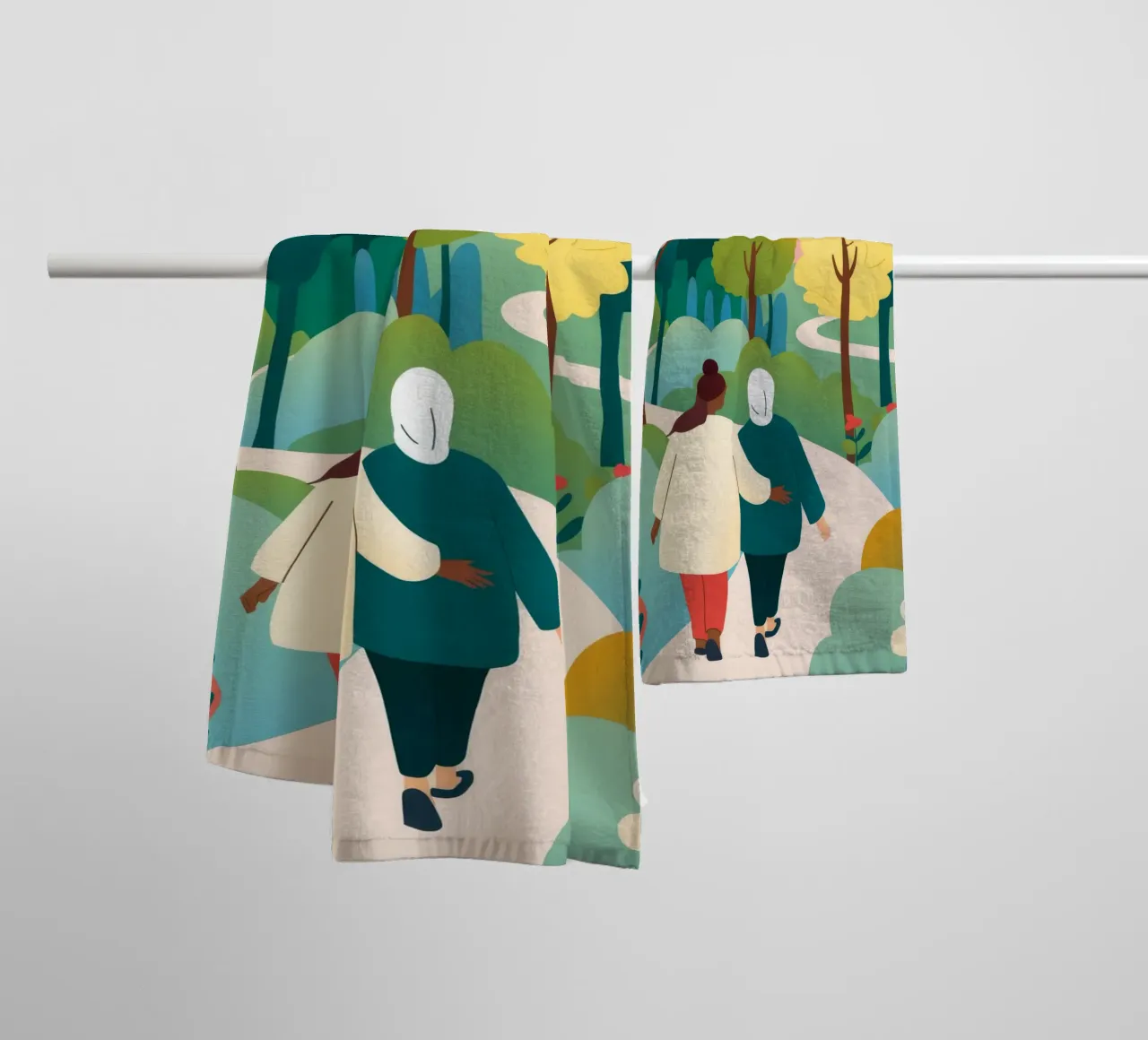 Passeggiata d'autunno insieme asciugamano da bagno da Emery Kate