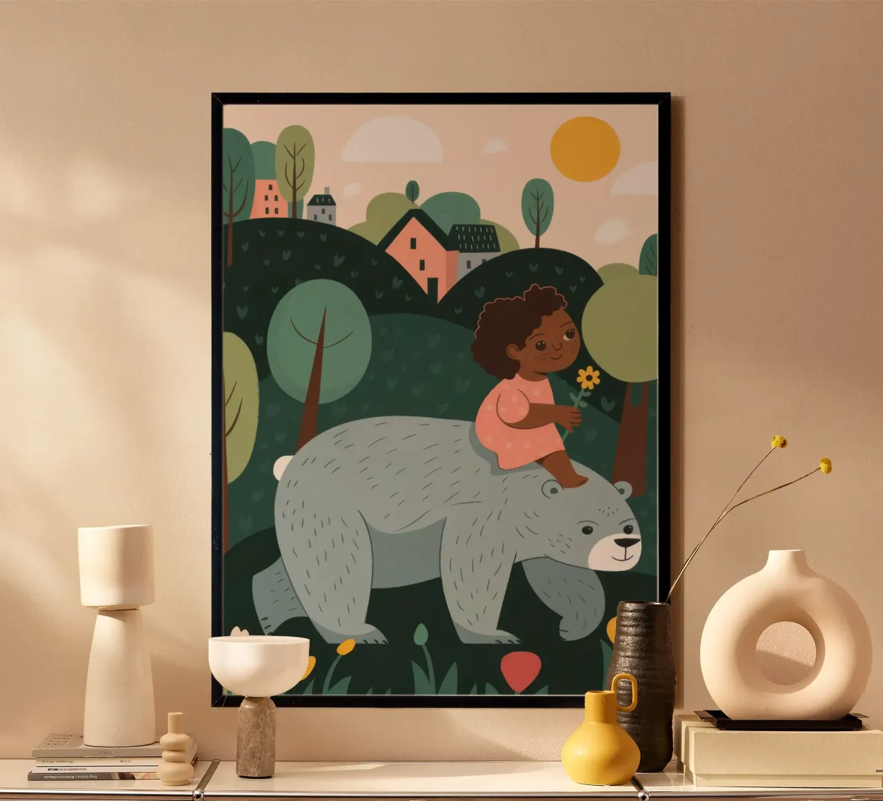 Avventura a cavallo dell'orso poster con telaio in legno da Emery Kate