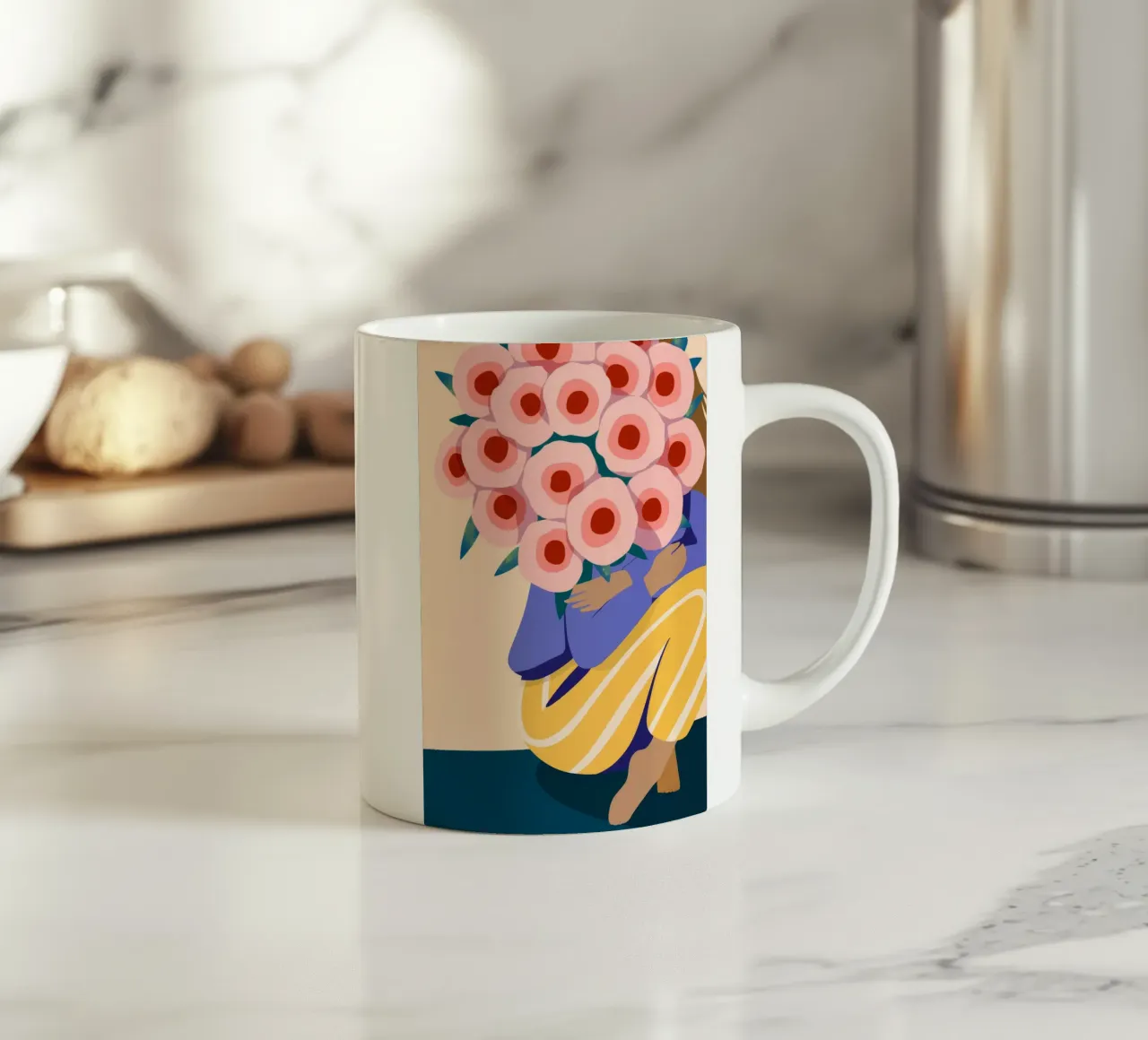 Bouquet floreale per il viso tazza in ceramica da Emery Kate