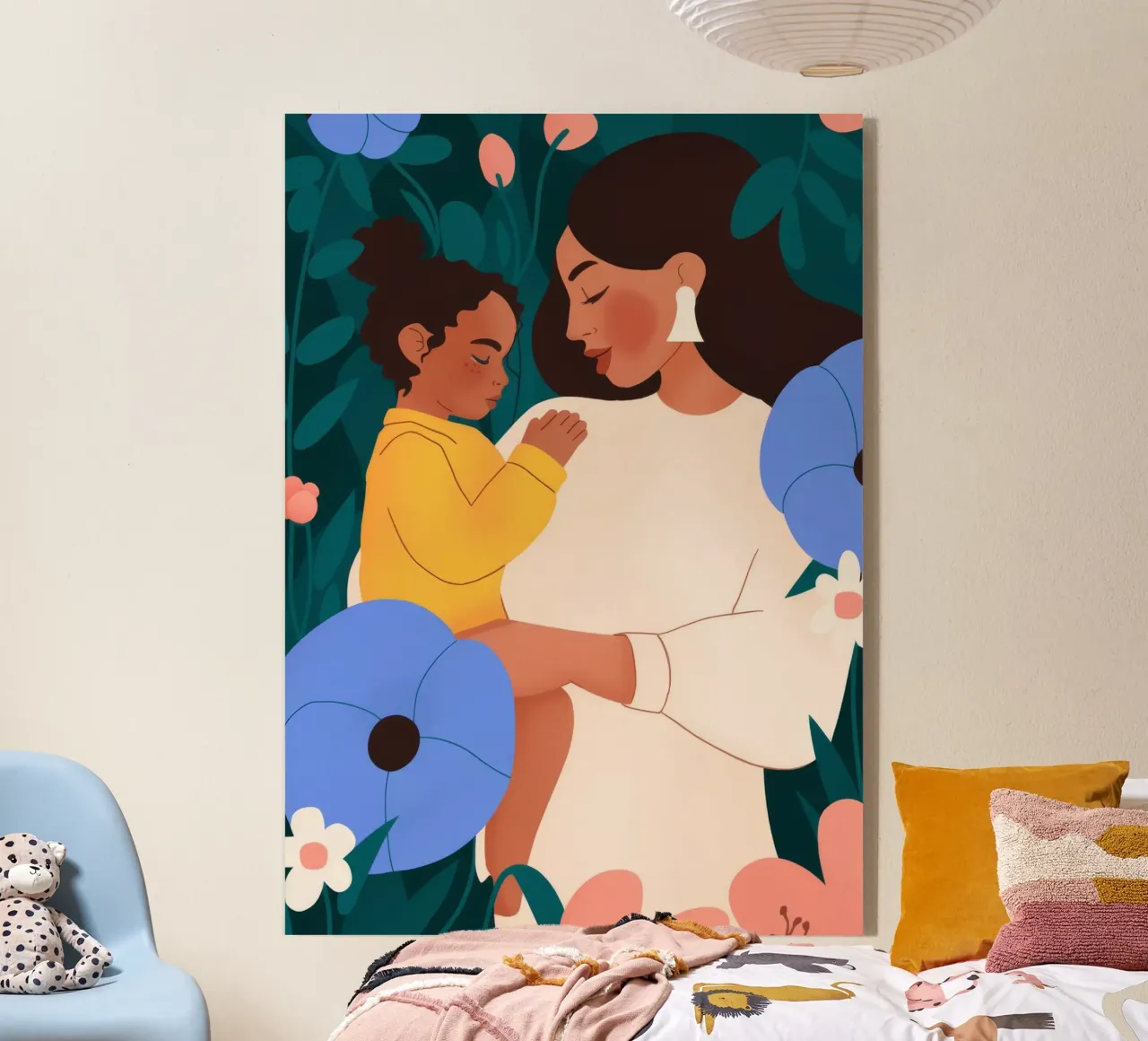 Die liebevolle Umarmung der Mutter Acryl-Glas von Emery Kate
