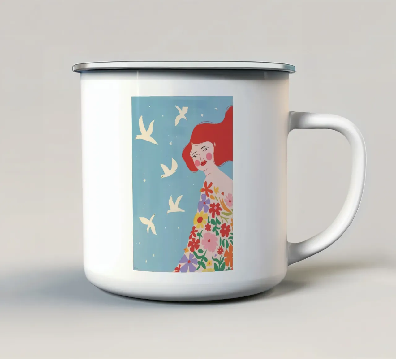 Cielo della libertà floreale tazza in smalto da Emery Kate