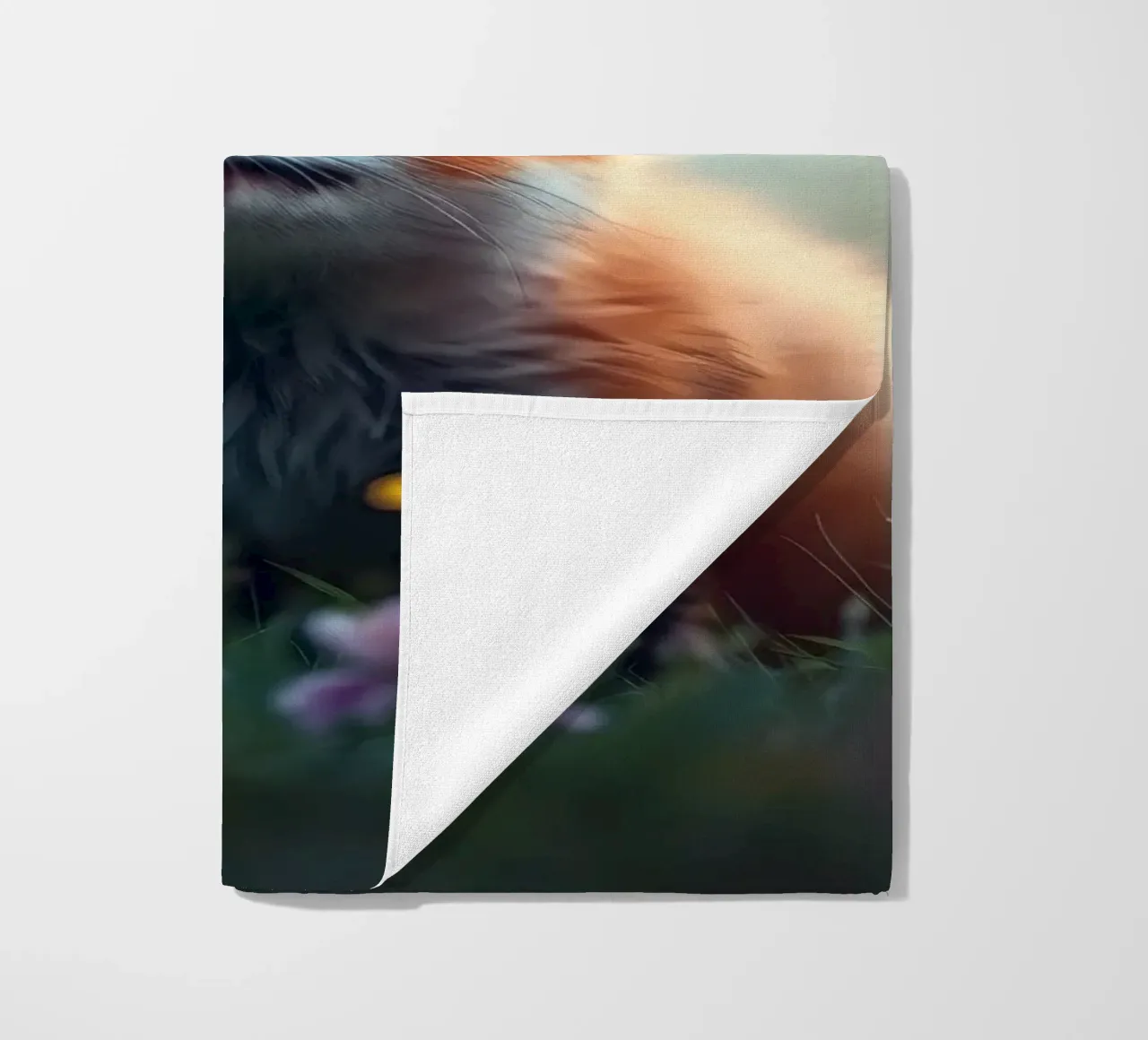 Simpatico cucciolo di volpe che esplora un prato ricco di fiori selvatici telo mare da DesignDoodle