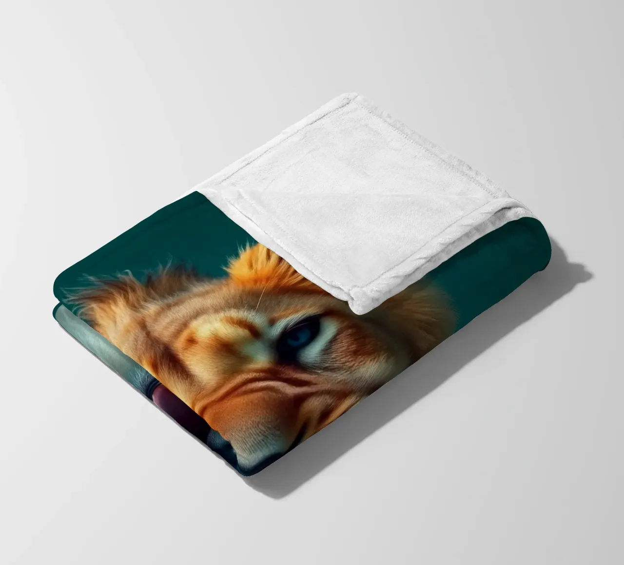 Leeuwenwelp toont speelse energie met een blije uitdrukking fleecedeken van DesignDoodle